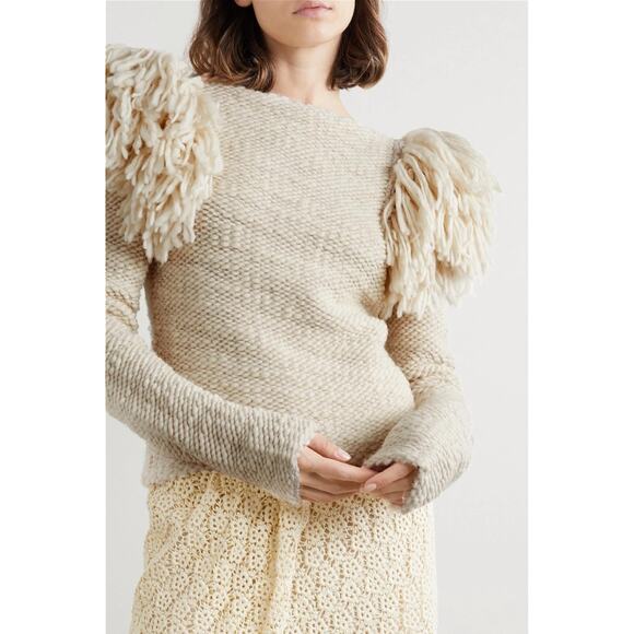 Isabel Marant Sully Fringed Wool Blend Sweater Statement Shoulder EU‎ 38 - Picture 1 of 16